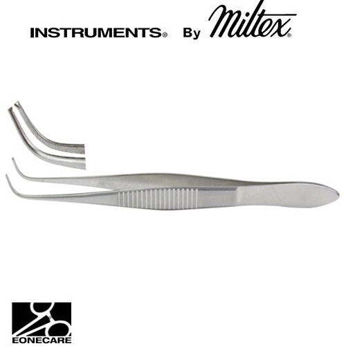 [Miltex]밀텍스 Iris Tissue Forceps 티슈포셉 #18-791 full curved1x2 teeth,extra delicate pattern,0.5mm 4&quot;(10.2cm)