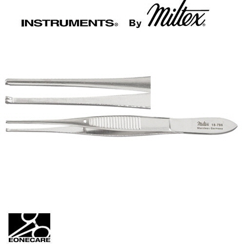 [Miltex]밀텍스 Iris Tissue Forceps 티슈포셉 #18-787 straight,non-magnetic1x2 teeth,standard pattern,0.8mm 4&quot;(10.2cm)